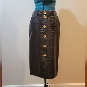 Faux leather midi skirt